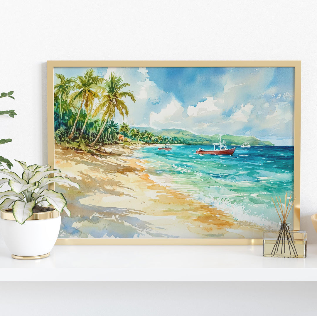 Dominican Republic Watercolor Poster Landscape Wall Art Dominican Republic Wall Hanging Home Décor Dominican Republic Gift Art Lovers