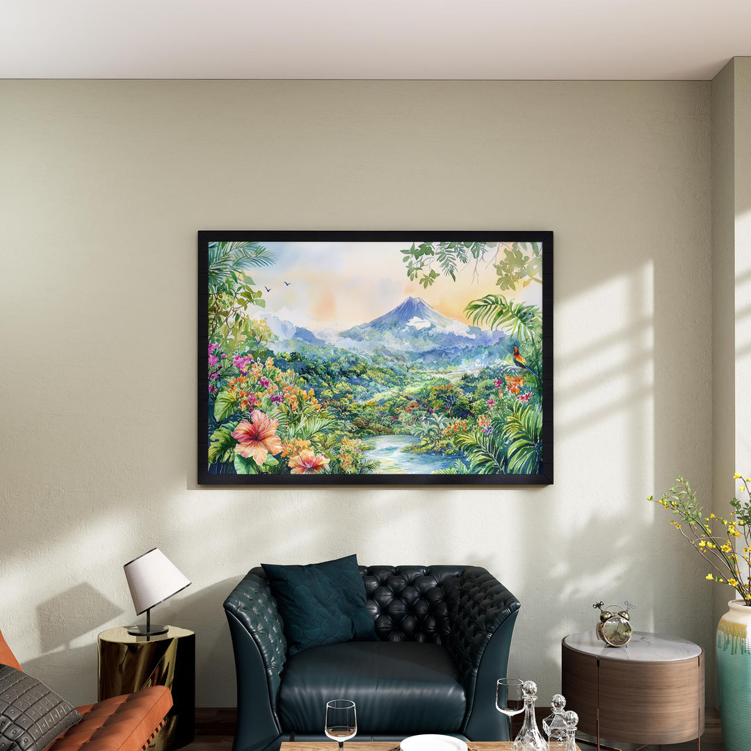 Costa Rica Watercolor Poster Landscape Wall Art Costa Rica Wall Hanging Home Décor Costa Rica Gift Art Lovers Costa Rica Wall Art