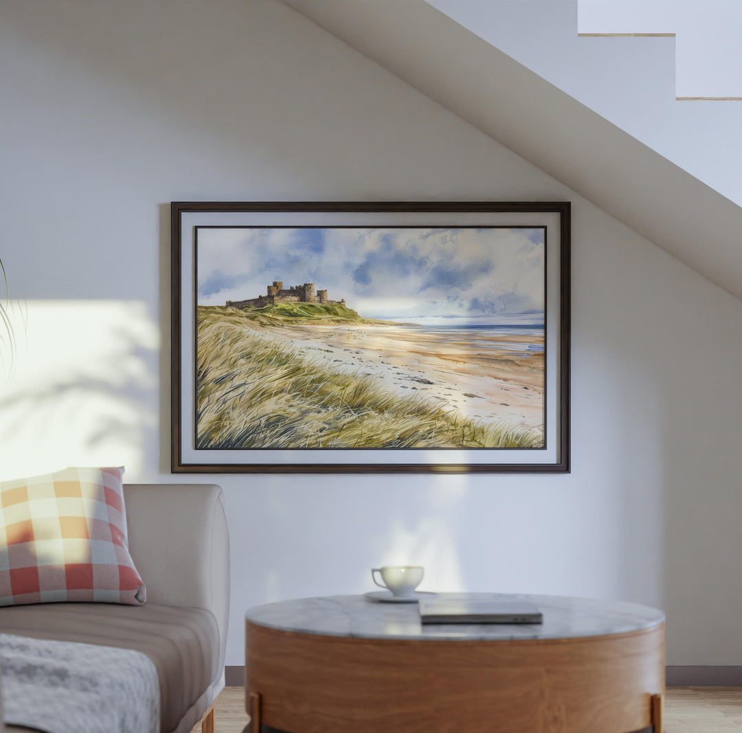 Bamburgh Castle Watercolor Poster Landscape Wall Art Bamburgh Castle Wall Hanging Home Décor Bamburgh Castle Gift Art Lovers United Kingdom