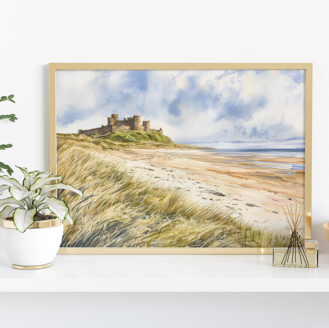 Bamburgh Castle Watercolor Poster Landscape Wall Art Bamburgh Castle Wall Hanging Home Décor Bamburgh Castle Gift Art Lovers United Kingdom