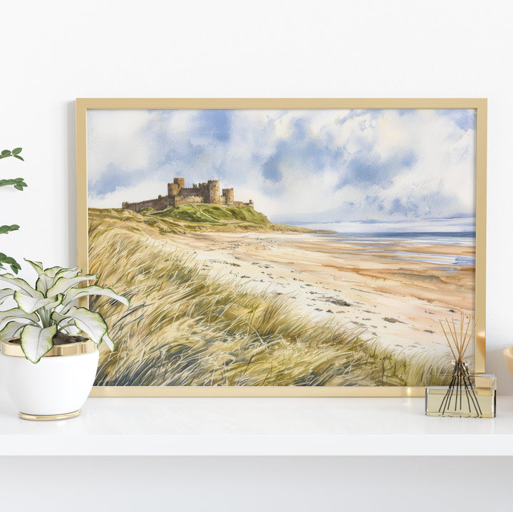 Bamburgh Castle Watercolor Poster Landscape Wall Art Bamburgh Castle Wall Hanging Home Décor Bamburgh Castle Gift Art Lovers United Kingdom