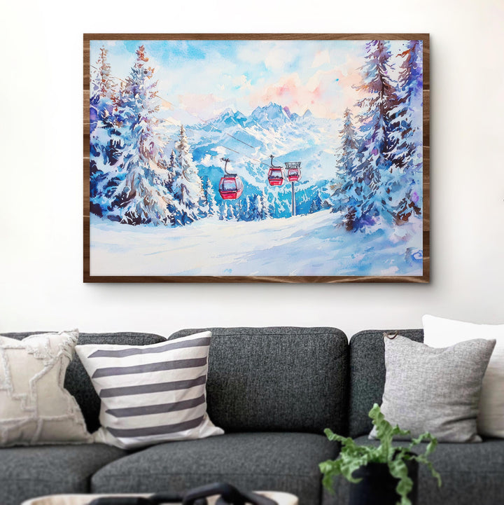 La Plagne Watercolor Poster Landscape Wall Art La Plagne Wall Hanging Home Décor La Plagne Gift Art Lovers France Wall Art