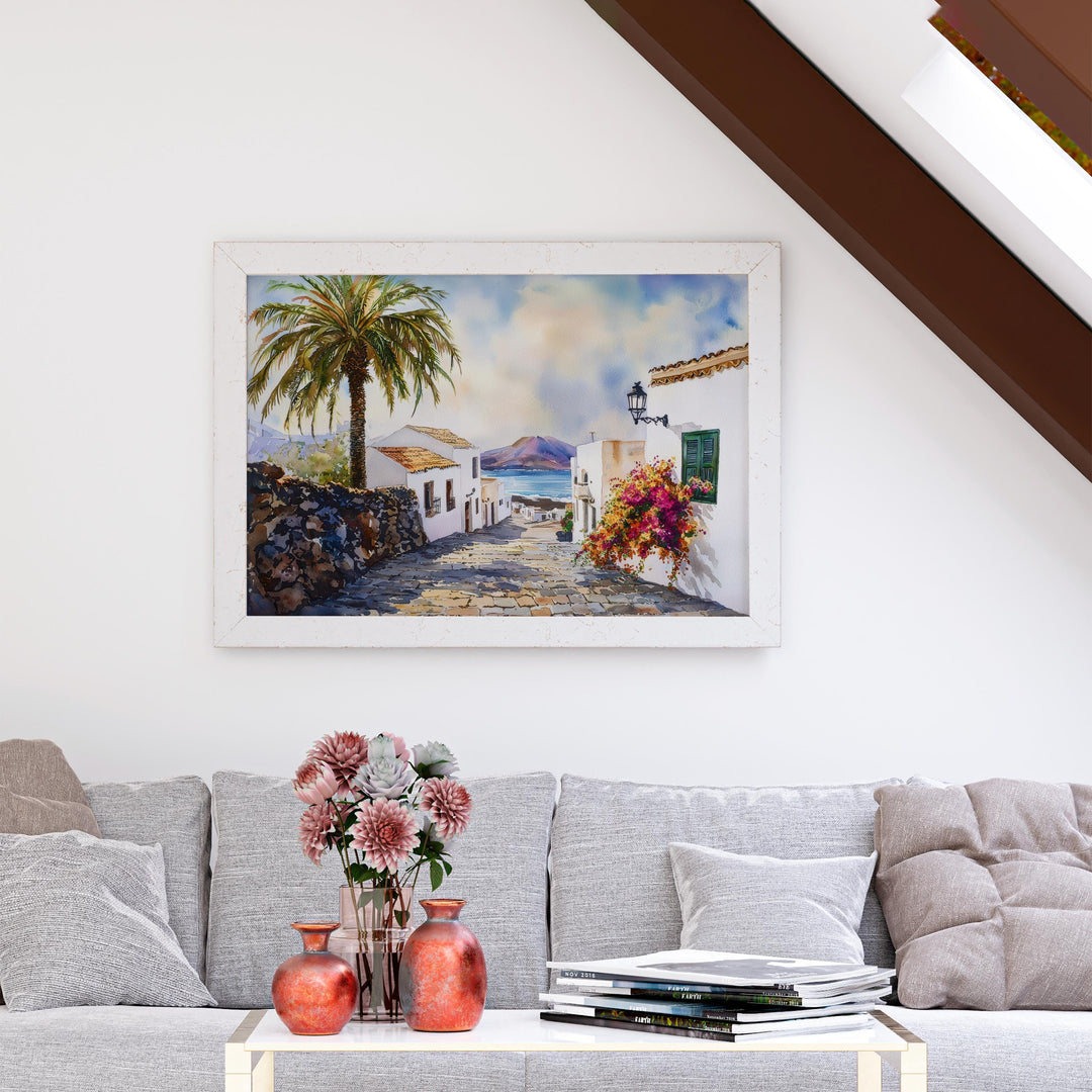 Lanzarote Watercolor Poster Landscape Wall Art Lanzarote Wall Hanging Home Décor Lanzarote Gift Art Lovers Spain Wall Art