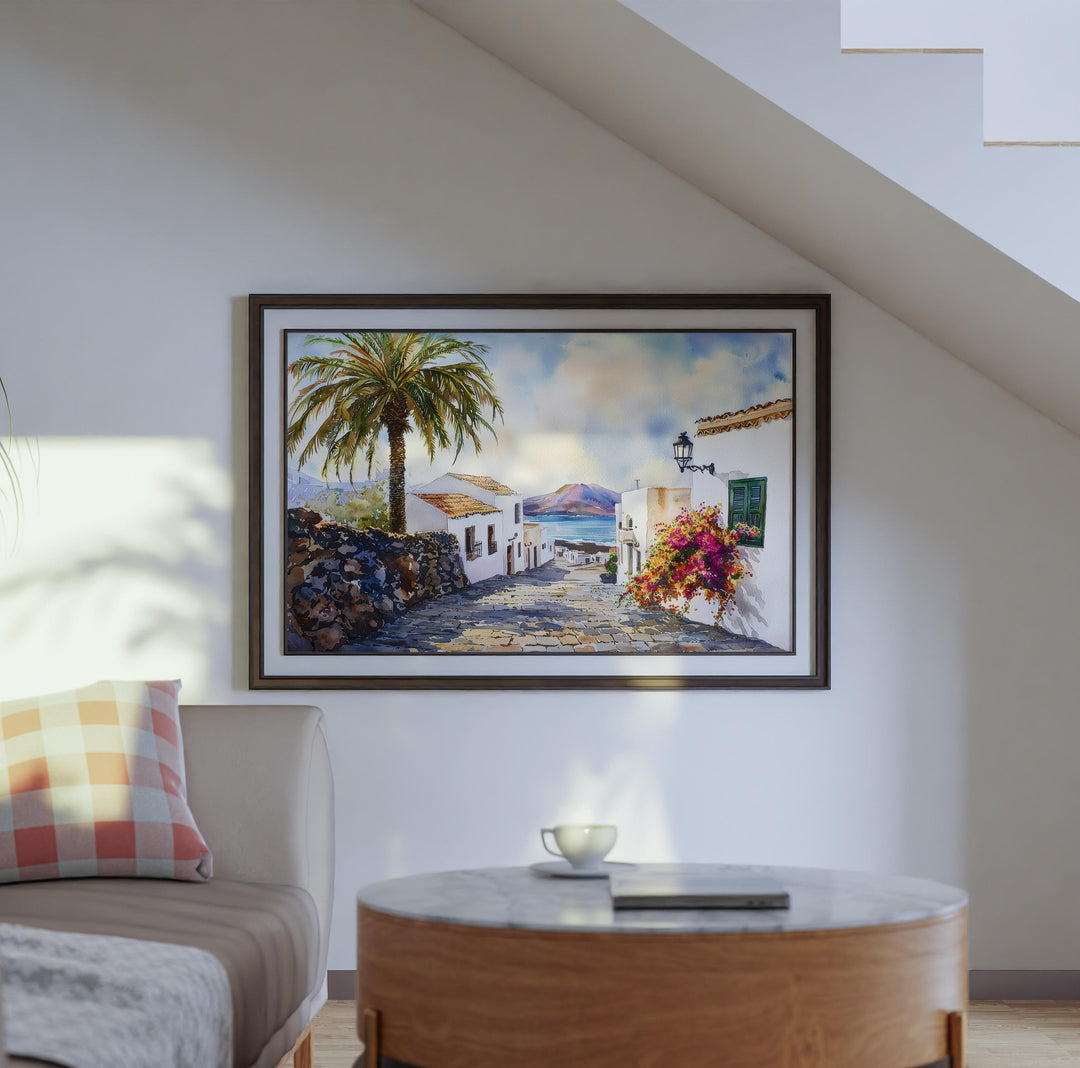 Lanzarote Watercolor Poster Landscape Wall Art Lanzarote Wall Hanging Home Décor Lanzarote Gift Art Lovers Spain Wall Art