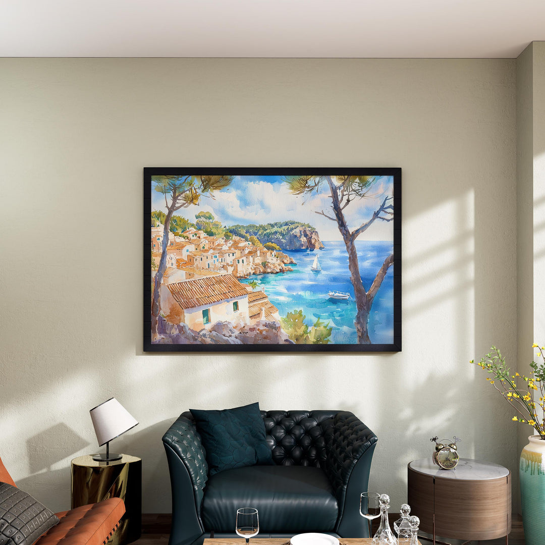 Mallorca Watercolor Poster Landscape Wall Art Mallorca Wall Hanging Home Décor Mallorca Gift Art Lovers Spain Wall Art
