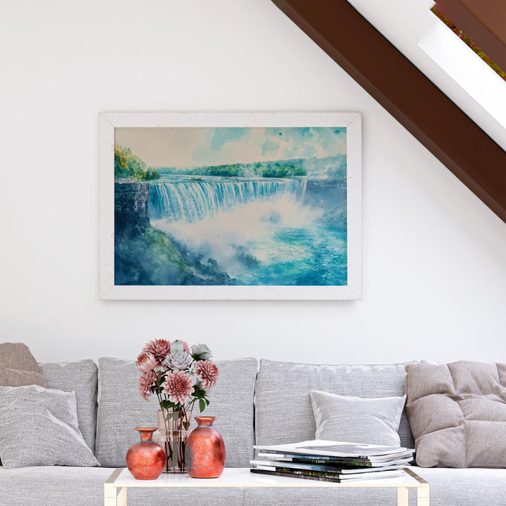 Niagara Falls Watercolor Poster Landscape Wall Art Niagara Falls Wall Hanging Home Décor Niagara Falls Gift Art Lovers United States Art