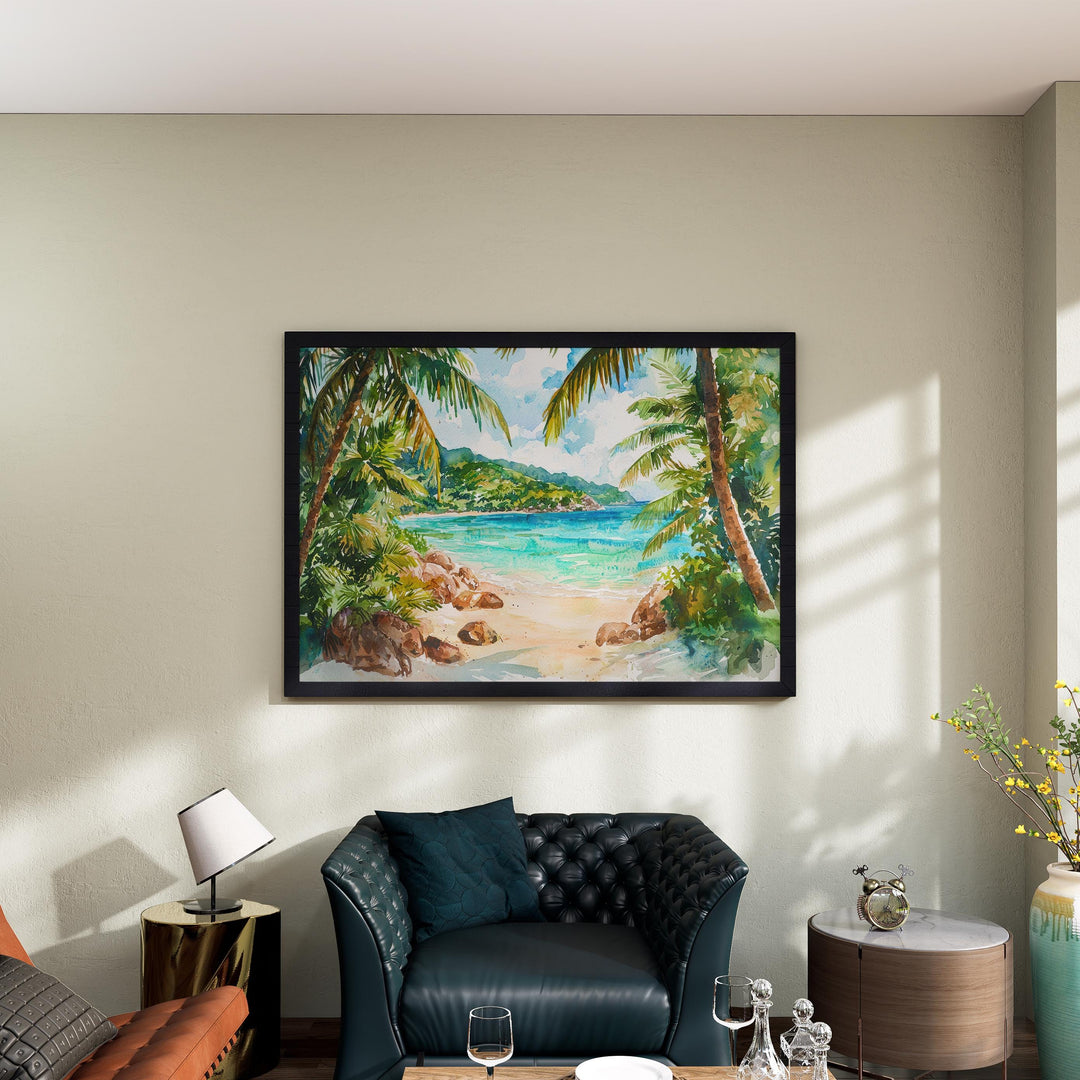 Seychelles Watercolor Poster Landscape Wall Art Seychelles Wall Hanging Home Décor Seychelles Gift Art Lovers Seychelles Wall Art