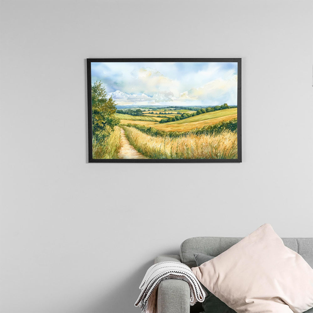 Surrey Hills Watercolor Poster Landscape Wall Art Surrey Hills Wall Hanging Home Décor Surrey Hills Gift Art Lovers United Kingdom Wall Art