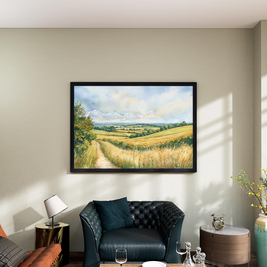 Surrey Hills Watercolor Poster Landscape Wall Art Surrey Hills Wall Hanging Home Décor Surrey Hills Gift Art Lovers United Kingdom Wall Art
