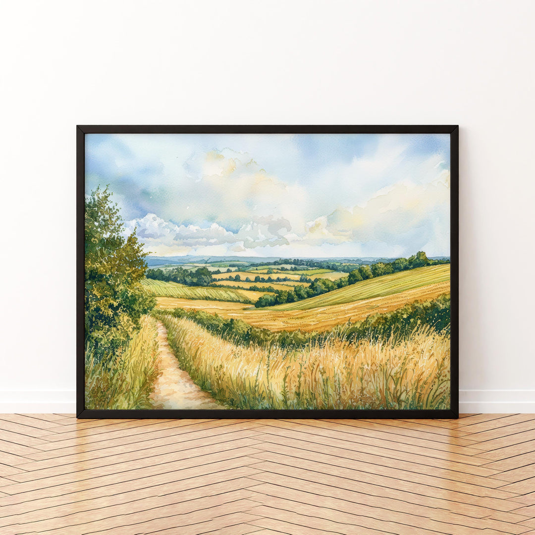 Surrey Hills Watercolor Poster Landscape Wall Art Surrey Hills Wall Hanging Home Décor Surrey Hills Gift Art Lovers United Kingdom Wall Art