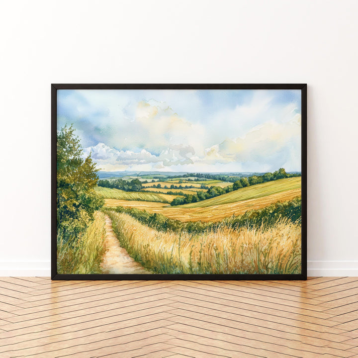 Surrey Hills Watercolor Poster Landscape Wall Art Surrey Hills Wall Hanging Home Décor Surrey Hills Gift Art Lovers United Kingdom Wall Art