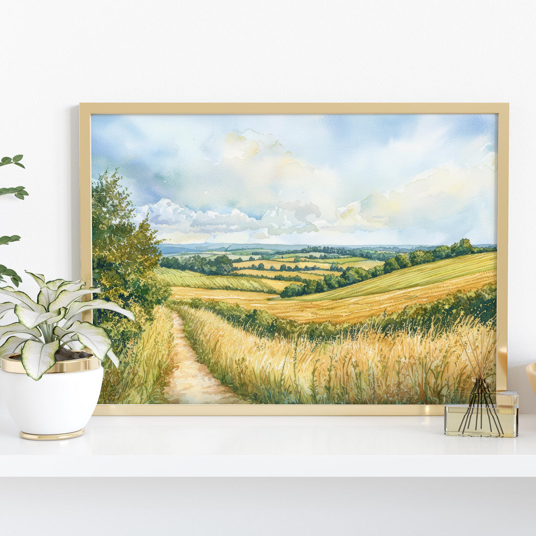 Surrey Hills Watercolor Poster Landscape Wall Art Surrey Hills Wall Hanging Home Décor Surrey Hills Gift Art Lovers United Kingdom Wall Art