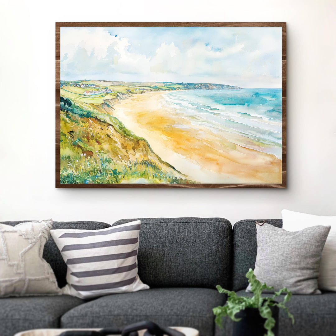 Woolacombe Watercolor Poster Landscape Wall Art Woolacombe Wall Hanging Home Décor Woolacombe Gift Art Lovers United Kingdom Wall Art