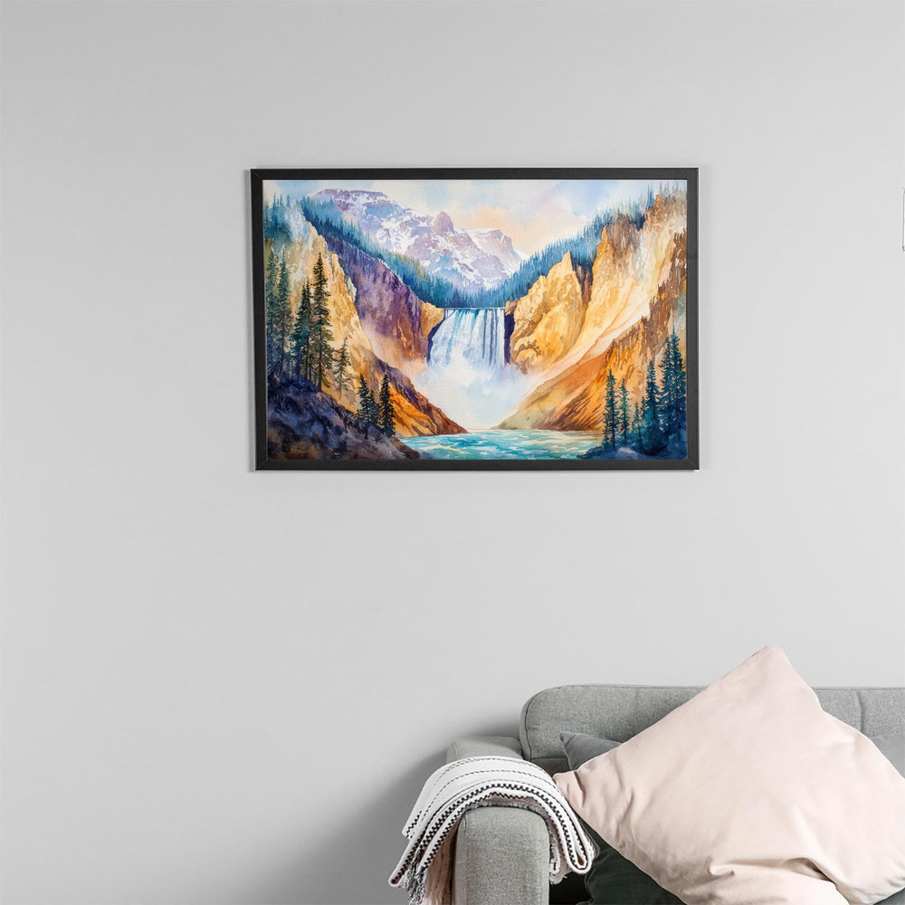 Yellowstone Watercolor Poster Landscape Wall Art Yellowstone Wall Hanging Home Décor Yellowstone Gift Art Lovers United States Wall Art