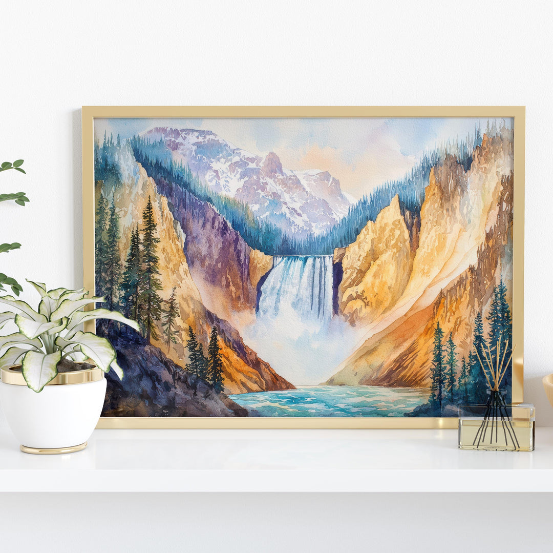 Yellowstone Watercolor Poster Landscape Wall Art Yellowstone Wall Hanging Home Décor Yellowstone Gift Art Lovers United States Wall Art