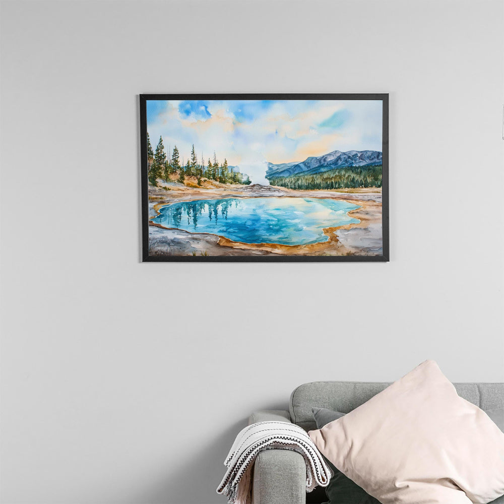 Yellowstone Watercolor Poster Landscape Wall Art Yellowstone Wall Hanging Home Décor Yellowstone Gift Art Lovers United States Wall Art