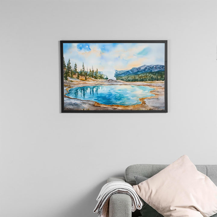 Yellowstone Watercolor Poster Landscape Wall Art Yellowstone Wall Hanging Home Décor Yellowstone Gift Art Lovers United States Wall Art