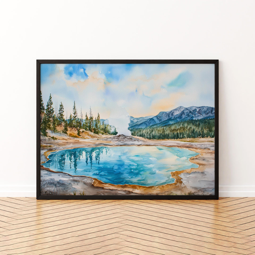 Yellowstone Watercolor Poster Landscape Wall Art Yellowstone Wall Hanging Home Décor Yellowstone Gift Art Lovers United States Wall Art