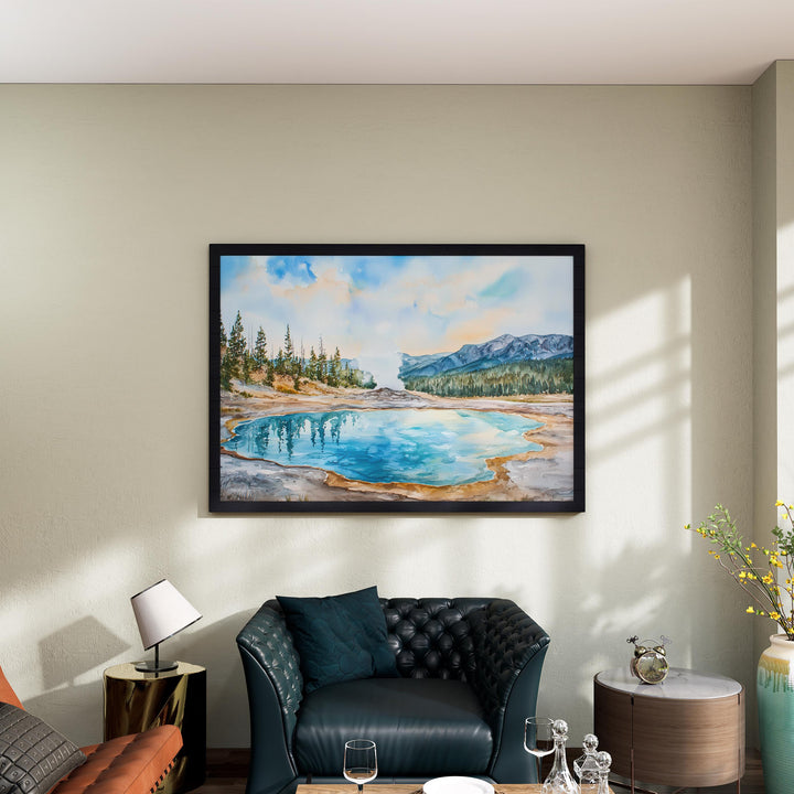 Yellowstone Watercolor Poster Landscape Wall Art Yellowstone Wall Hanging Home Décor Yellowstone Gift Art Lovers United States Wall Art