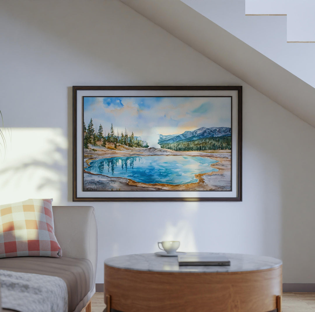 Yellowstone Watercolor Poster Landscape Wall Art Yellowstone Wall Hanging Home Décor Yellowstone Gift Art Lovers United States Wall Art