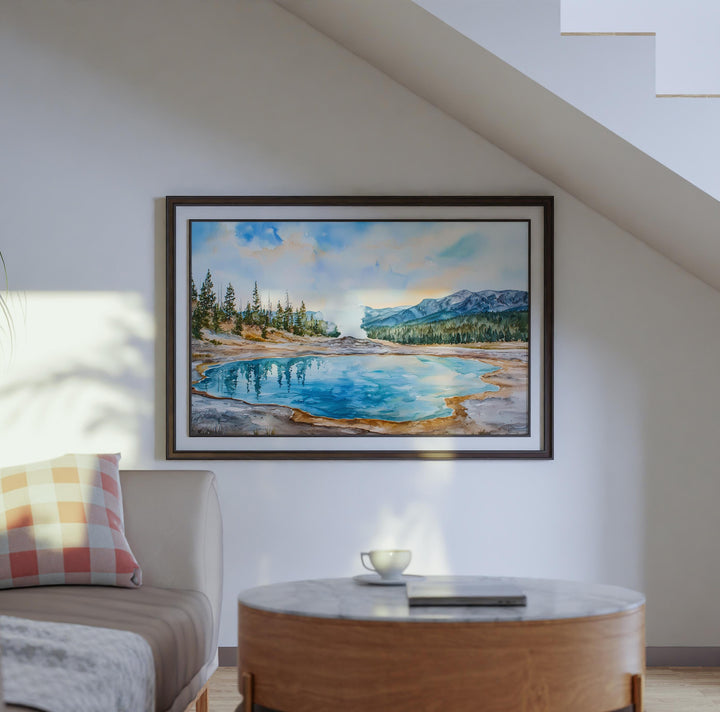 Yellowstone Watercolor Poster Landscape Wall Art Yellowstone Wall Hanging Home Décor Yellowstone Gift Art Lovers United States Wall Art