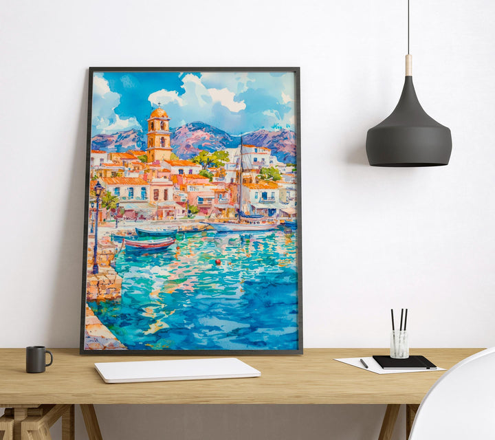 Agios Nikolaos Watercolor Poster Wall Art Agios Nikolaos Wall Hanging Home Décor Agios Nikolaos Gift Art Lovers Greece Wall Art