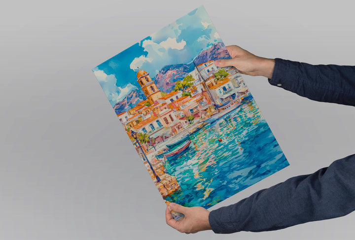 Agios Nikolaos Watercolor Poster Wall Art Agios Nikolaos Wall Hanging Home Décor Agios Nikolaos Gift Art Lovers Greece Wall Art