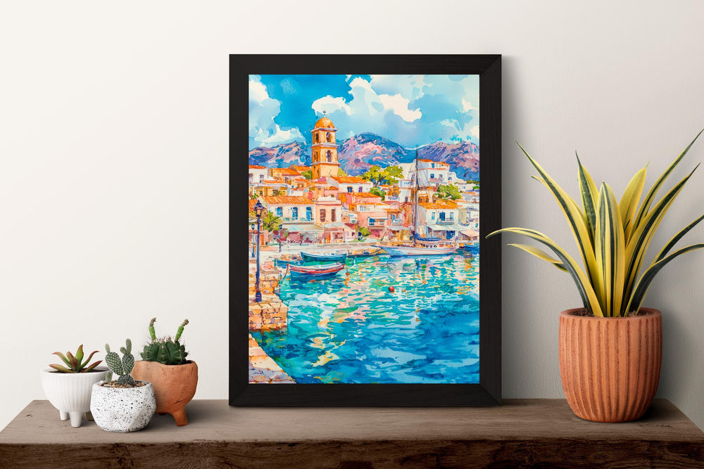 Agios Nikolaos Watercolor Poster Wall Art Agios Nikolaos Wall Hanging Home Décor Agios Nikolaos Gift Art Lovers Greece Wall Art