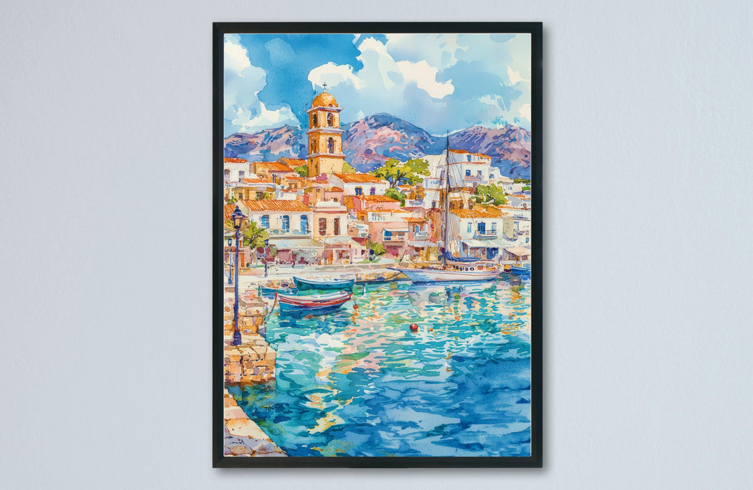 Agios Nikolaos Watercolor Poster Wall Art Agios Nikolaos Wall Hanging Home Décor Agios Nikolaos Gift Art Lovers Greece Wall Art