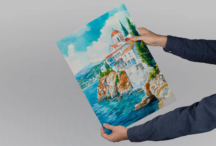 Andros Watercolor Poster Wall Art Andros Wall Hanging Home Décor Andros Gift Art Lovers Greece Wall Art