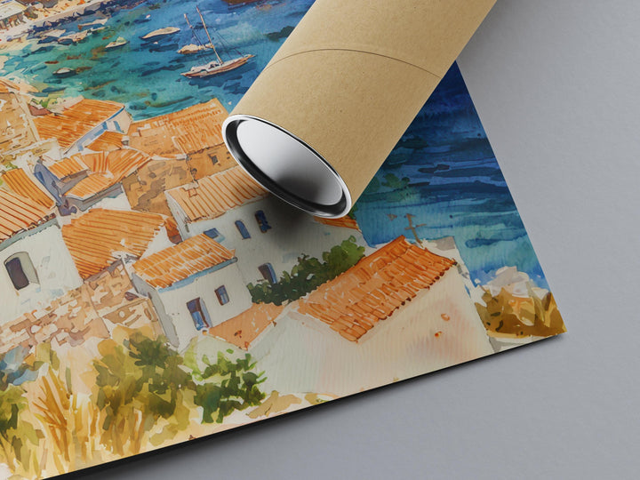 Monemvasia Watercolor Poster Wall Art Monemvasia Wall Hanging Home Décor Monemvasia Gift Art Lovers Greece Wall Art