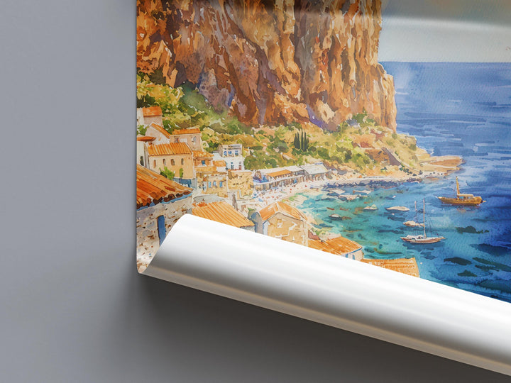 Monemvasia Watercolor Poster Wall Art Monemvasia Wall Hanging Home Décor Monemvasia Gift Art Lovers Greece Wall Art