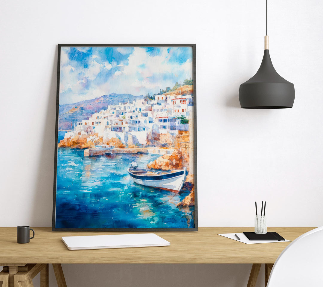 Naxos Watercolor Poster Wall Art Naxos Wall Hanging Home Décor Naxos Gift Art Lovers Greece Wall Art