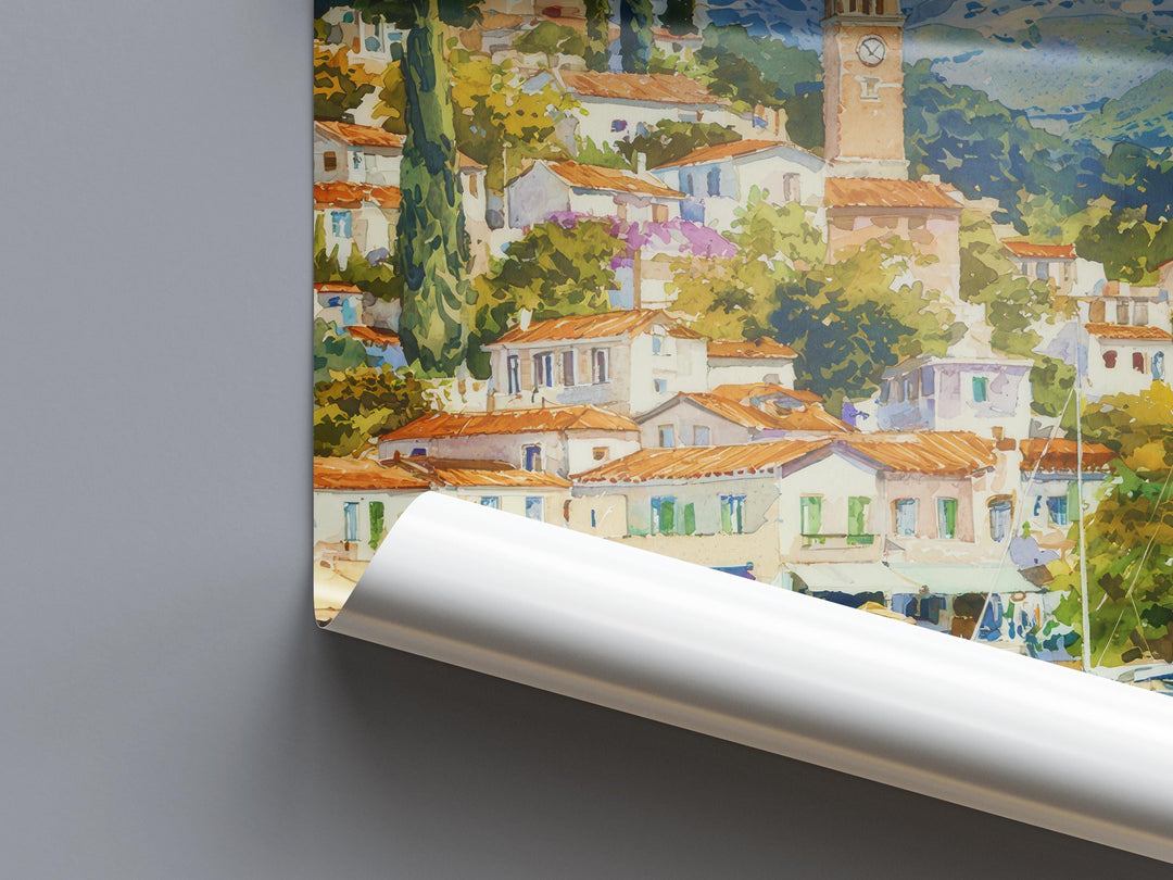 Poros Watercolor Poster Wall Art Poros Wall Hanging Home Décor Poros Gift Art Lovers Greece Wall Art