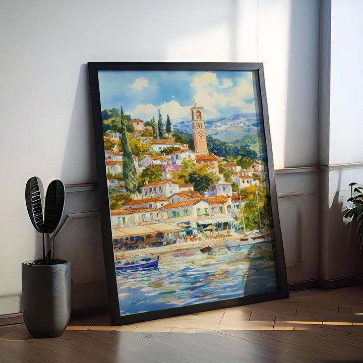 Poros Watercolor Poster Wall Art Poros Wall Hanging Home Décor Poros Gift Art Lovers Greece Wall Art