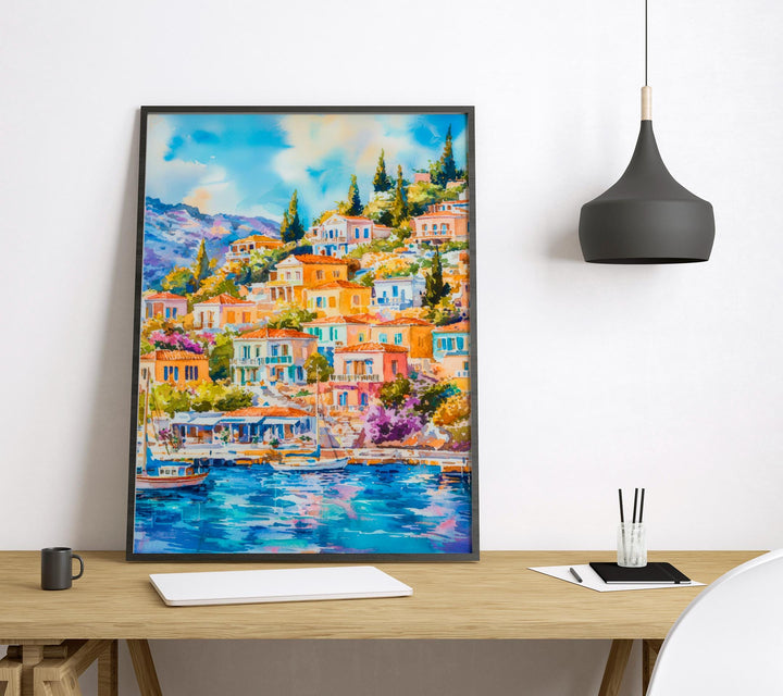 Symi Watercolor Poster Wall Art Symi Wall Hanging Home Décor Symi Gift Art Lovers Greece Wall Art