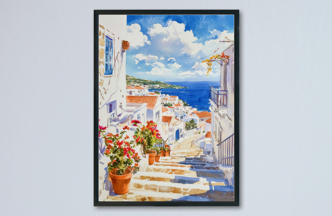 Syros Watercolor Poster Wall Art Syros Wall Hanging Home Décor Syros Gift Art Lovers Greece Wall Art