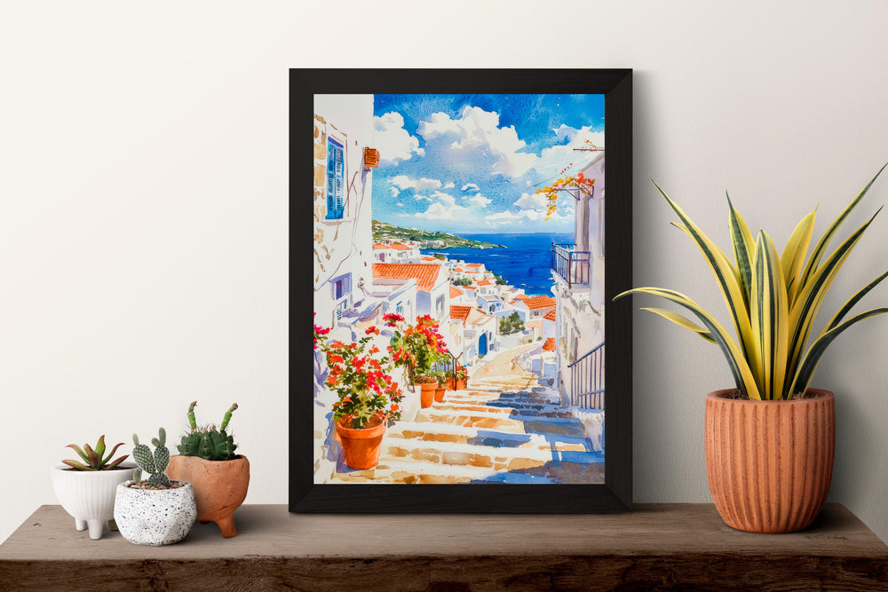 Syros Watercolor Poster Wall Art Syros Wall Hanging Home Décor Syros Gift Art Lovers Greece Wall Art