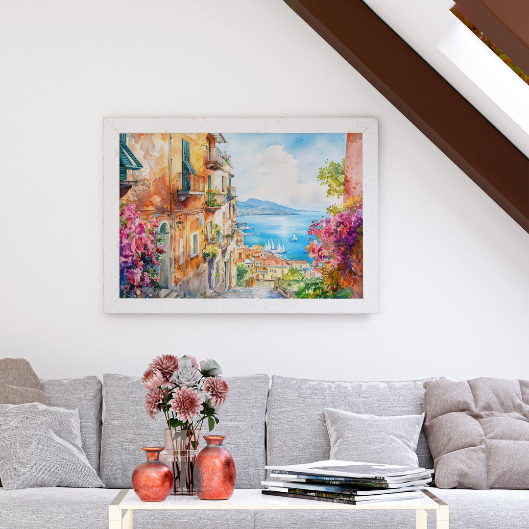 Naples Watercolor Poster Landscape Wall Art Naples Wall Hanging Home Décor Naples Gift Art Lovers Italy Wall Art