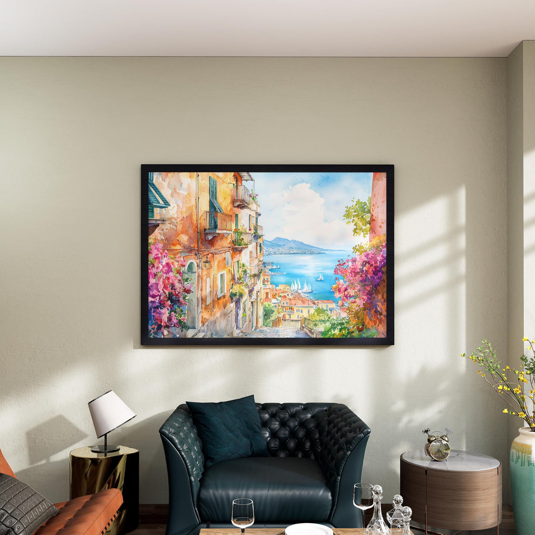 Naples Watercolor Poster Landscape Wall Art Naples Wall Hanging Home Décor Naples Gift Art Lovers Italy Wall Art