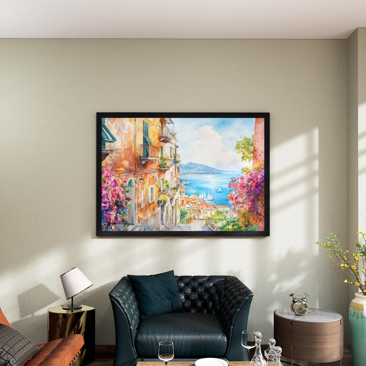 Naples Watercolor Poster Landscape Wall Art Naples Wall Hanging Home Décor Naples Gift Art Lovers Italy Wall Art