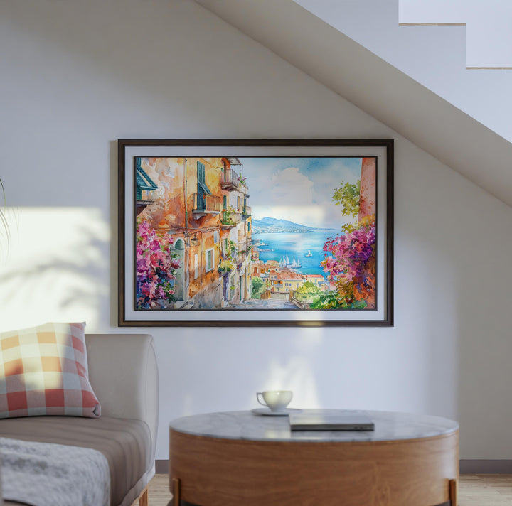 Naples Watercolor Poster Landscape Wall Art Naples Wall Hanging Home Décor Naples Gift Art Lovers Italy Wall Art
