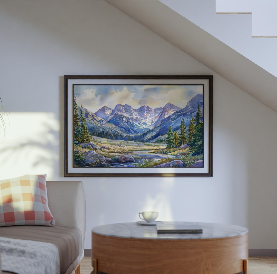 Rocky Mountain NP Watercolor Poster Landscape Wall Art Rocky Mountain NP Wall Hanging Home Décor Rocky Mountain NP Gift Art Lovers