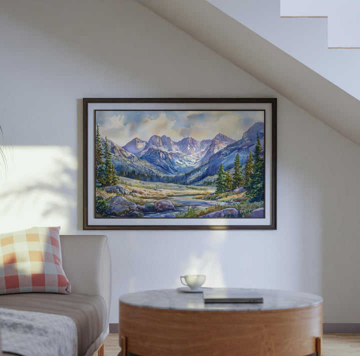 Rocky Mountain NP Watercolor Poster Landscape Wall Art Rocky Mountain NP Wall Hanging Home Décor Rocky Mountain NP Gift Art Lovers