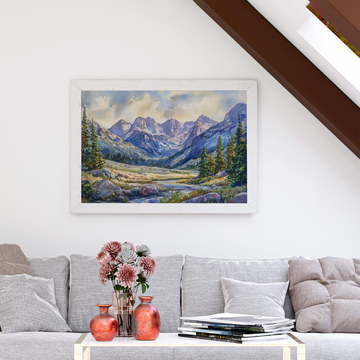 Rocky Mountain NP Watercolor Poster Landscape Wall Art Rocky Mountain NP Wall Hanging Home Décor Rocky Mountain NP Gift Art Lovers