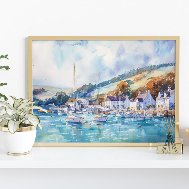 Salcombe Watercolor Poster Landscape Wall Art Salcombe Wall Hanging Home Décor Salcombe Gift Art Lovers United Kingdom Wall Art
