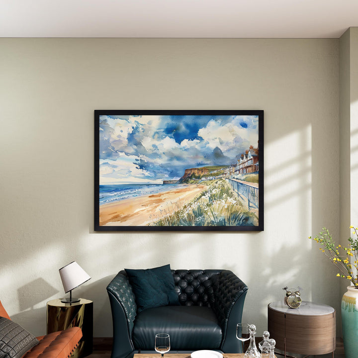 Saltburn-by-the-Sea Watercolor Poster Landscape Wall Art Saltburn-by-the-Sea Wall Hanging Home Décor Saltburn-by-the-Sea Gift Art Lovers