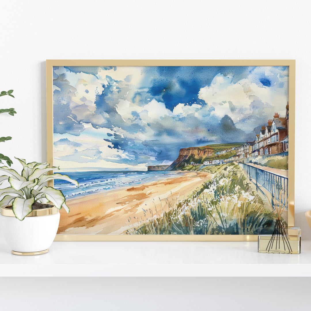 Saltburn-by-the-Sea Watercolor Poster Landscape Wall Art Saltburn-by-the-Sea Wall Hanging Home Décor Saltburn-by-the-Sea Gift Art Lovers