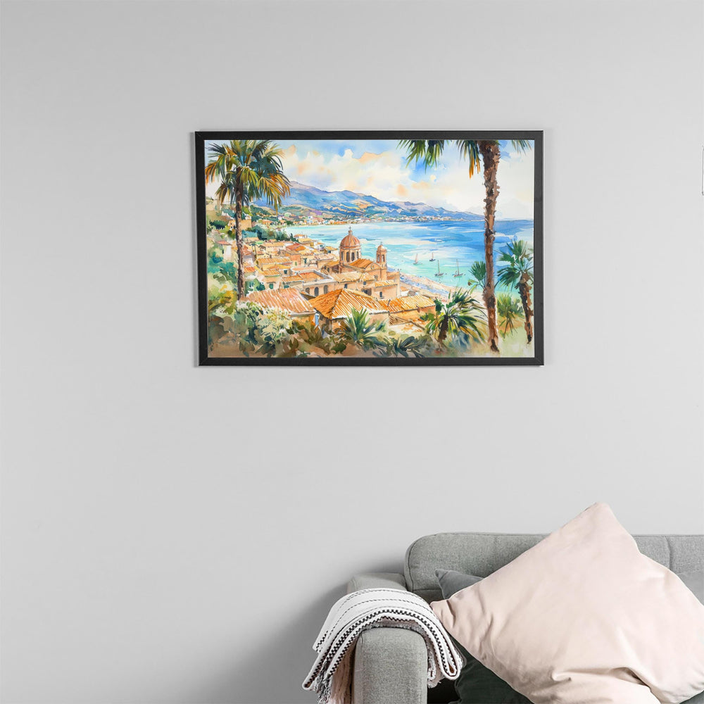 Sicily Watercolor Poster Landscape Wall Art Sicily Wall Hanging Home Décor Sicily Gift Art Lovers Italy Wall Art