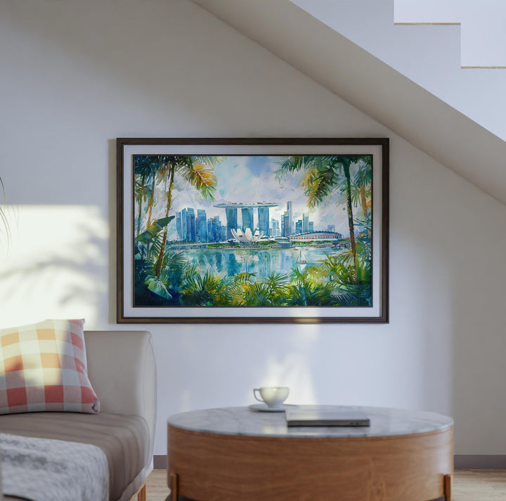 Singapore Watercolor Poster Landscape Wall Art Singapore Wall Hanging Home Décor Singapore Gift Art Lovers Singapore Wall Art